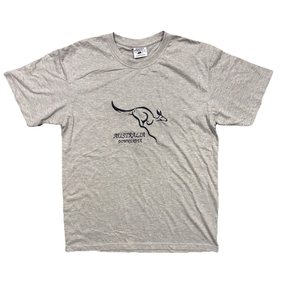 Gooses T-Shirt Men’s Large Gray Kangaroo Short Sleeve Australia Down Under